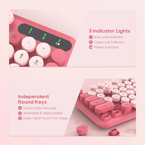 Combo De Teclado Y Mouse Inalámbricos - Rosa Chicle Rosa Chicle