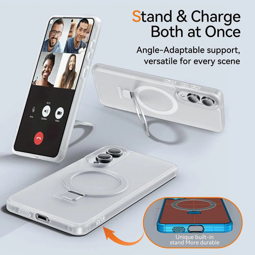 Funda Magnética Con Soporte Para Samsung Galaxy S25 Edge Blanco Lisa