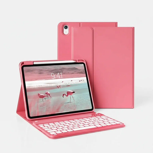 Funda Con Teclado Bluetooth Para iPad Air 11'' M3/m2 & Air Rosa Chicle
