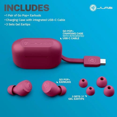 Jlab Go Air Pop+ Auriculares Inalámbricos Bluetooth, Rosa Rosa Oscuro