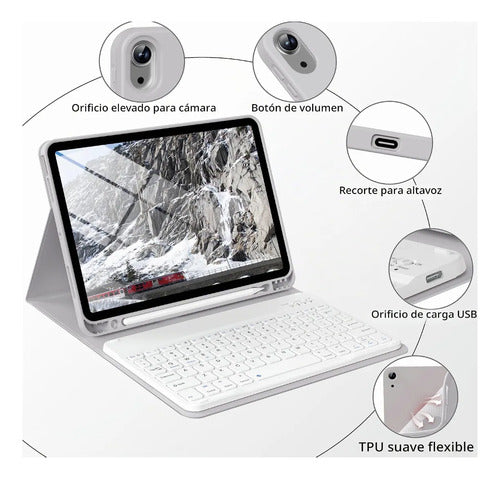 Funda Con Teclado Bluetooth Para iPad Air 11'' M3/m2 & Air Gris
