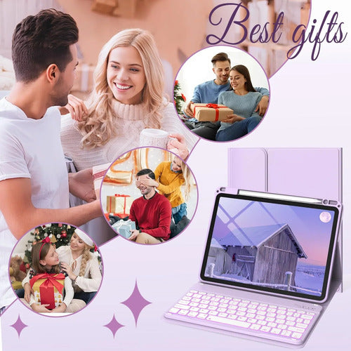 Funda Con Teclado Para iPad Air Gen 11 Lila