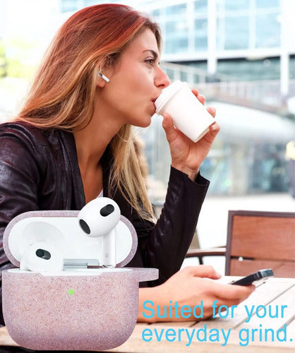 Funda De Silicona Glitter Para AirPods 3 Rosa Dorado