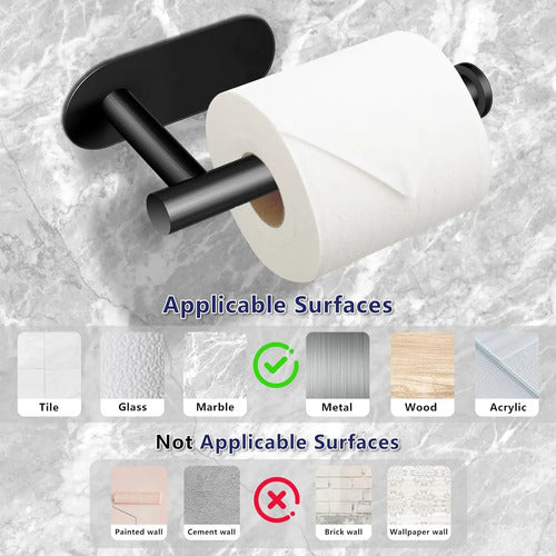 Portarrollos De Papel Higiénico, Acero Inoxidable, Negro Negro