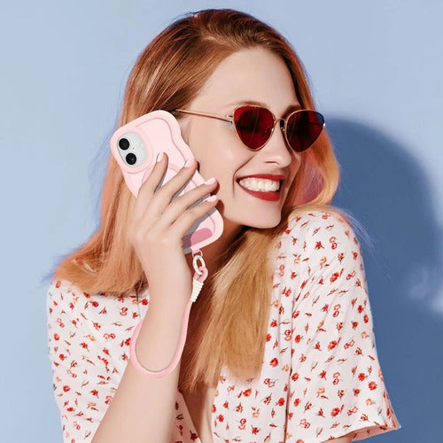 Funda Nzenguer Para iPhone Con Correa Rosa