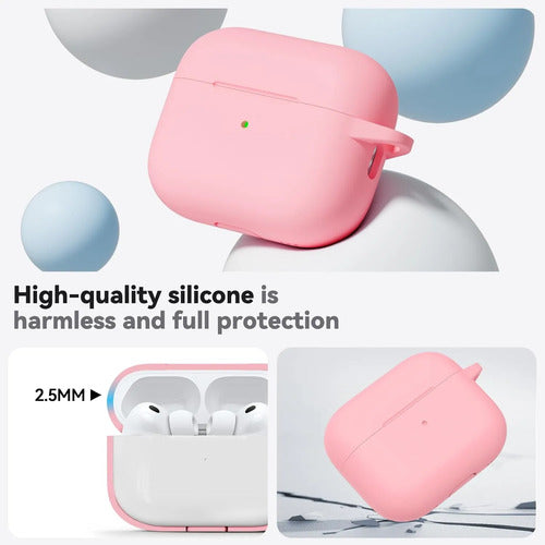 Funda De Silicona Para AirPods Pro 3 Con Kit Limpieza Rosa