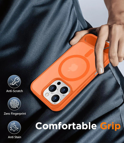 Funda Magnética Temdan Para iPhone 16 Pro Max Con Soporte Naranja