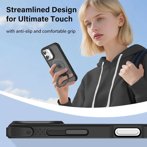 Funda Lufanbis Para iPhone 17 Con Soporte Magnético, Negra Negro