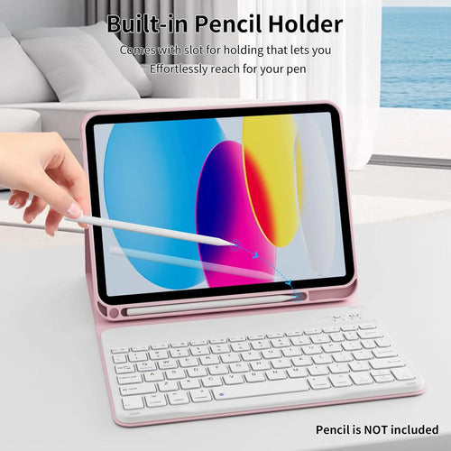 Funda Con Teclado Para iPad (a16) 11th/10th Gen (11/10.9) Rosa