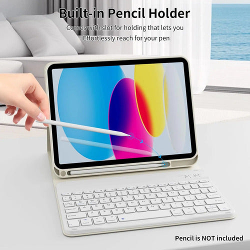 Funda Con Teclado Para iPad (a16) 11th/10th Gen (11/10.9) Blanco