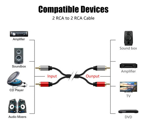 Cable De Audio 3ft 2rca A 2rca Chapado En Oro, Tan Qy