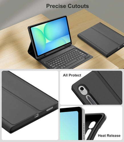 Funda Con Teclado Para Samsung Galaxy Tab S10 Fe+ Plus Negro