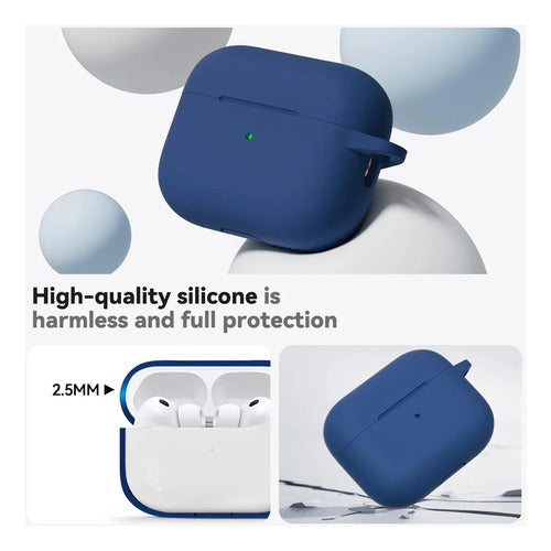 Funda De Silicona Para AirPods Pro 3 Con Kit Limpieza Azul Marino