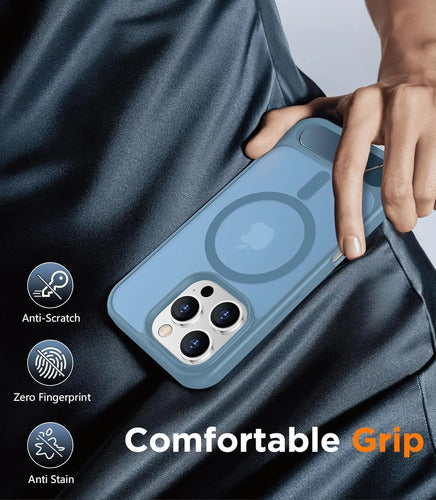 Funda Magnética Temdan Para iPhone 16 Pro Max Con Soporte Azul Claro
