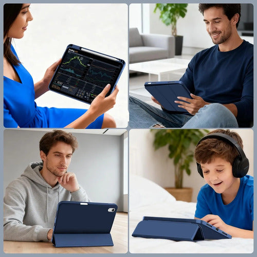 Funda Para iPad A16 / 11 Generacion Con Soporte Para Lápiz Azul Oscuro