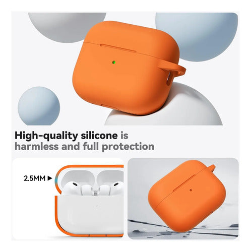 Funda De Silicona Para AirPods Pro 3 Con Kit Limpieza Naranja