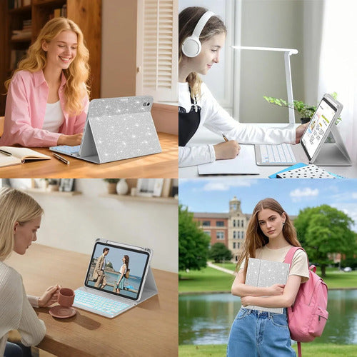 Funda Con Teclado Para iPad A16 11th 10th Gen Plateado
