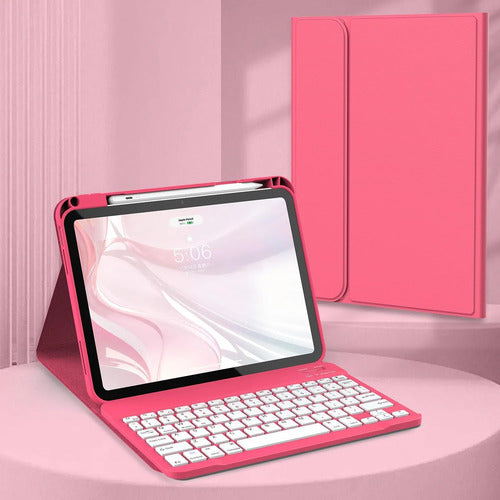 Funda Con Teclado Para iPad (a16) 11th/10th Gen (11/10.9) Fucsia