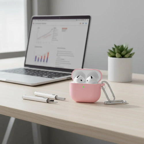 Funda R-fun Para AirPods 4 Con Kit De Limpieza Rosa Claro