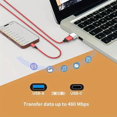 Adaptador Usb A Usb C, Cable Convertidor Tipo C Hembr A Mach Plateado