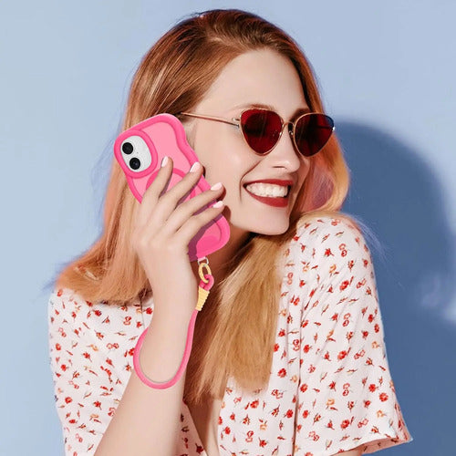 Funda Nzenguer Para iPhone Con Correa Rosa Chicle
