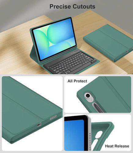Funda Con Teclado Para Samsung Galaxy Tab S10 Fe+ Plus Verde
