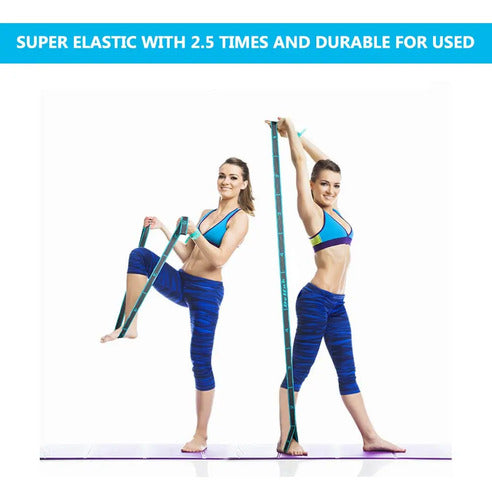 Correa Elástica De Yoga Y Pilates Con Multibucles Ajustables Azul