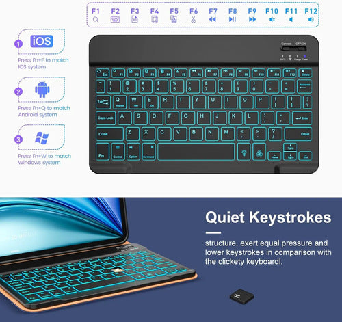 Funda Con Teclado Para iPad Air 11-inch Y Air 10.9 Inch Azul Marino