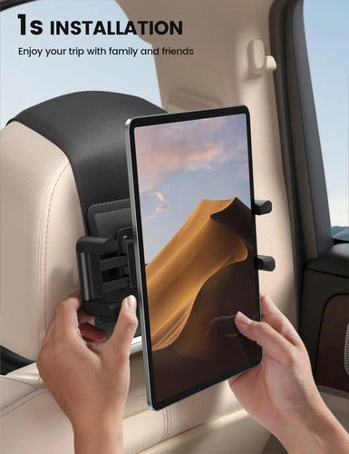 Porta-tablet Rotativo De 360° Para Reposacabezas De Auto Negro