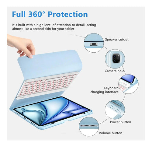 Funda Con Teclado Para iPad Pro 13'' (m4) 2024 Luz Azul