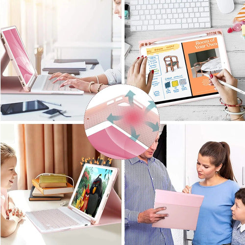 Funda Con Teclado Para iPad De 9a Generacion. Rosa