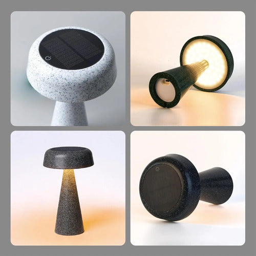 Lámpara Solar Portátil Recargable Forma De Hongo Negro