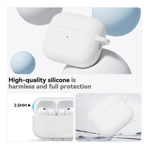 Funda De Silicona Para AirPods Pro 3 Con Kit Limpieza Blanco