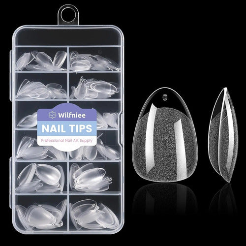 240pcs Almond Nail Tips Extra Short: Soft Gel, 12 Sizes, ... Transparente