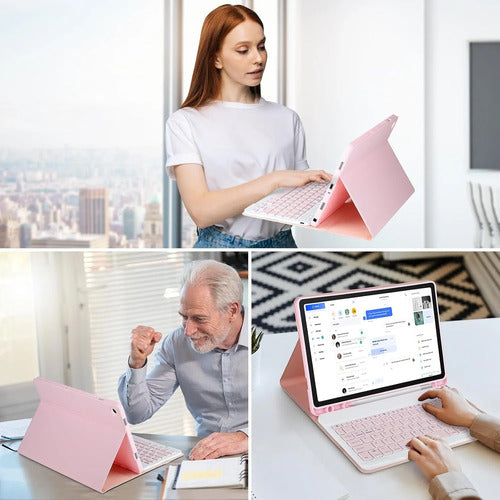 Funda Con Teclado Para Samsung Galaxy Tab A11+/a9+ 11' Rosa