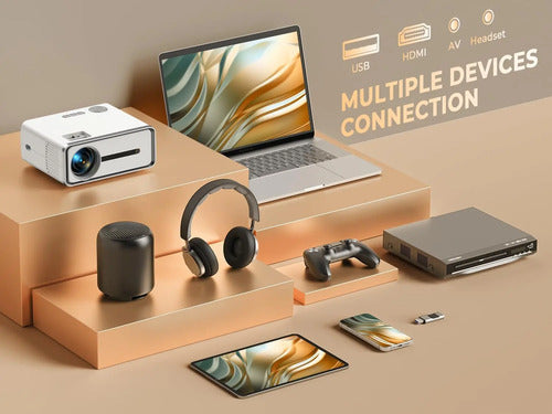 Proyector Mini Portátil Wifi Bluetooth 450 Ansi 1080p Blanco