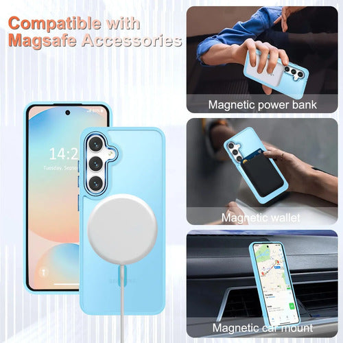 Funda Magnética Mate Para Samsung Galaxy S25+ Plus Azul Claro