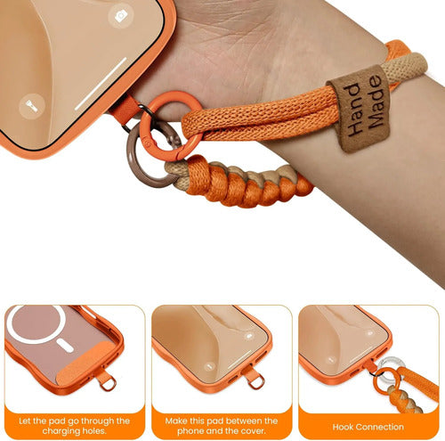 Funda Para iPhone 16 Pro Con Correa Naranja Lisa