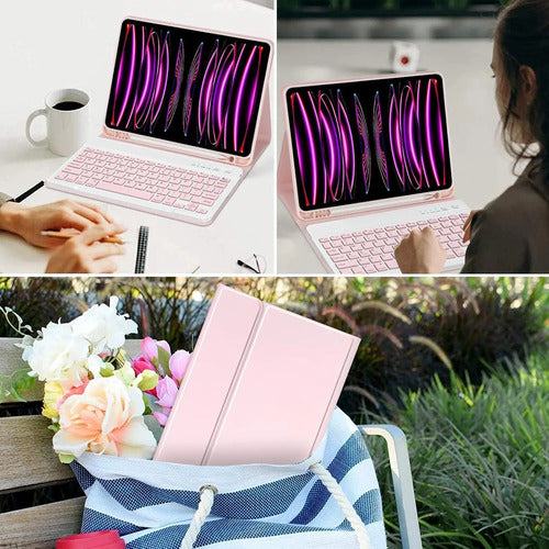 Funda Con Teclado Para iPad Pro M3 11 Rosa