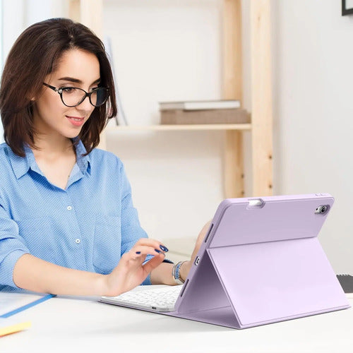 Funda Para iPad Air 7th/6th/5th/4th Con Teclado Inalámbrico Morado