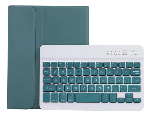 Funda Con Teclado Para Samsung Galaxy Tab A9 8.7 Verde Oscuro