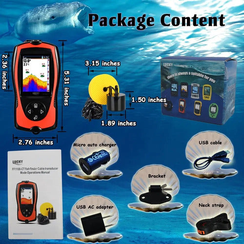 Localizador De Peces Recargable Y Portátil Con Pantalla Lcd