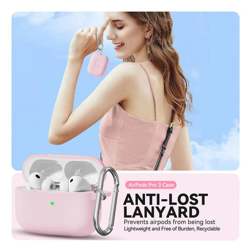 Estuche De Silicona Suave Para AirPods Pro 3 2025 Rosa Claro
