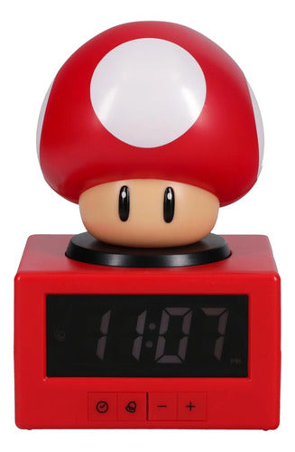 Reloj Alarma Super Mario Super Mushroom Con Luz Nocturna