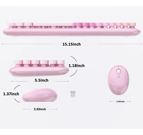 Combo Teclado Y Mouse Inalámbricos Ubotie Rosa Chicle