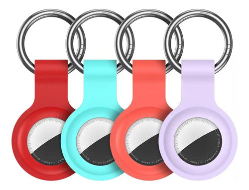 Juego De 4 Llaveros De Silicona Compatibles Con Apple Airtag Red/orange/mint Green/purple