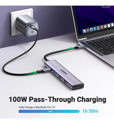 Adaptador Multipuerto Usb C Hub 5 En 1 Ugreen Gris