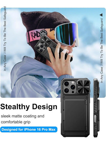 Funda Para iPhone 16 Pro Max Con Porta Tarjetas Negro