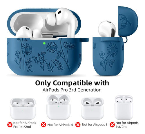 Funda De Silicona Para AirPods Pro 3 Con Kit De Limpieza Azul