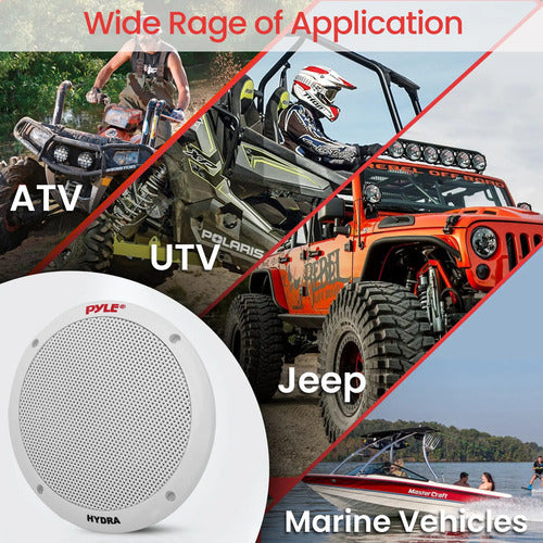 Pyle 6.5'' Altavoces Marinos Potentes E Impermeables De 400w Blanco